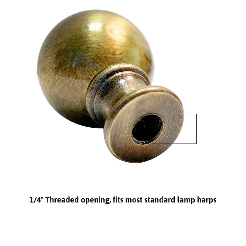 Sphere Round Lamp Finial Antique Brass 1.75"h