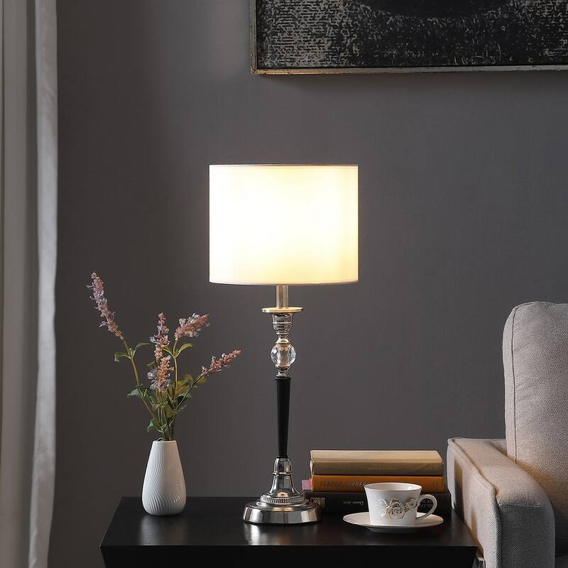 22.75" In Candlestick Crystal Accent Black/Silver Table Lamp