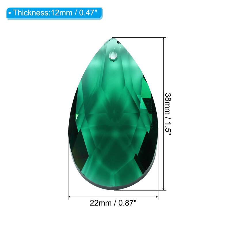 K9 Crystal Pendants Teardrop Beads, 10 Pack 38mm Chandelier Prisms DIY - Dark Green