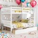 preview thumbnail 1 of 18, Full over Full Rubber Wood Bunk Bed with 2 Drawers,Convertible into 2 Full Beds,Ladder and Safety Guardrails White