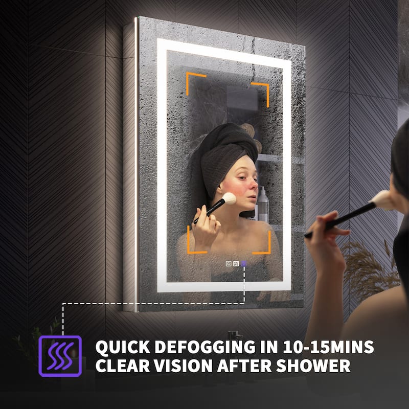 Modland 24"-42W x 36"H LED Medicine Cabinet Mirror with USB Charging,5x Magnifying Mirror
