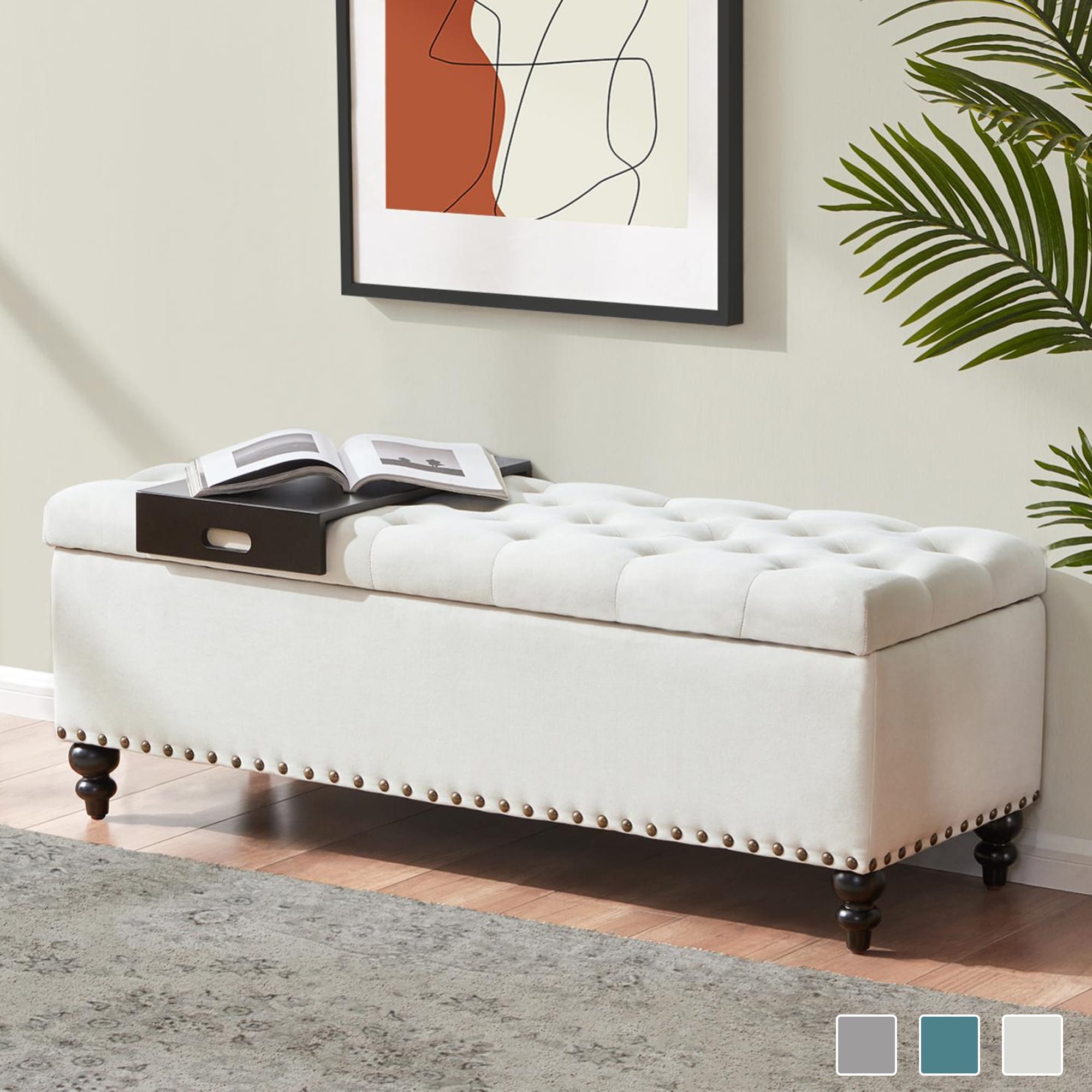 50 tufted rectangle storage cheap ottoman