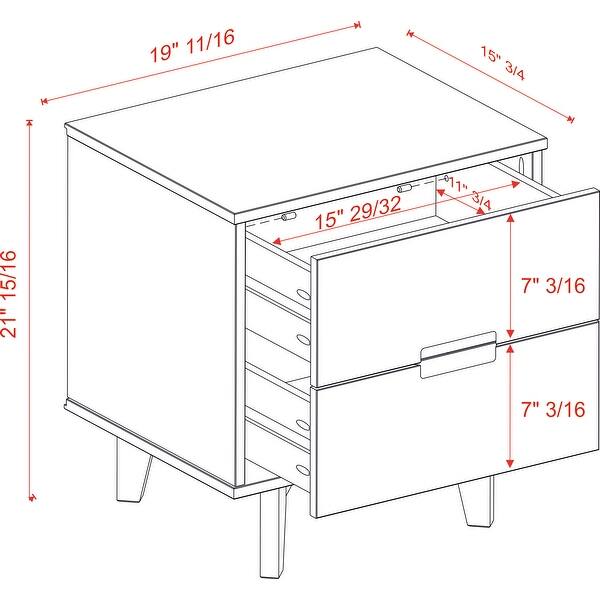 dimension image slide 0 of 2, Middlebrook Mid-Century Solid Wood 2-Drawer Nightstand