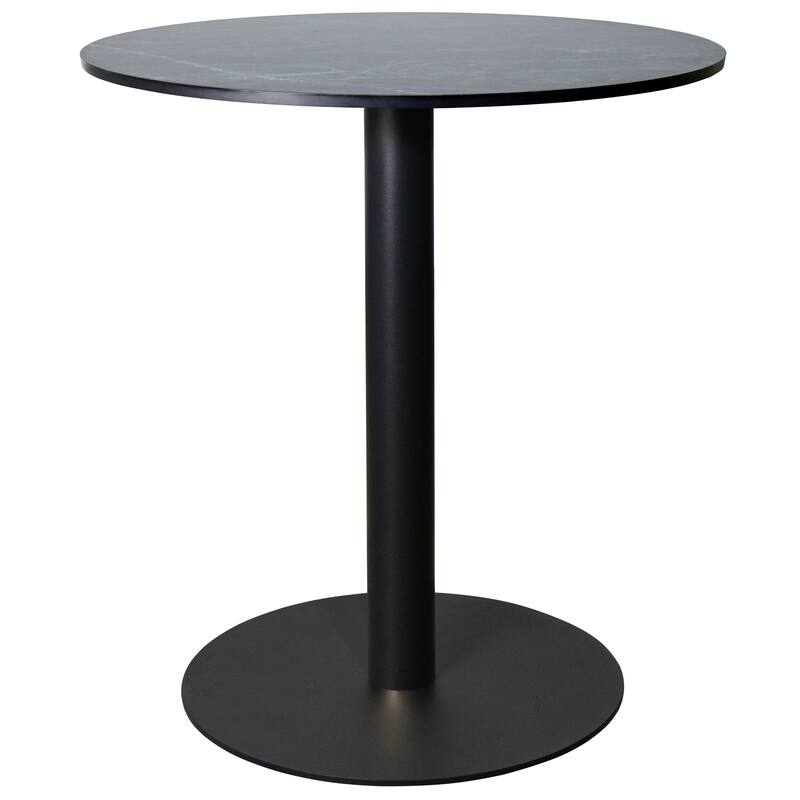 Vail Round Dining Table with 27 in. MDF Tabletop in Black Stainless Steel Round Pedestal Base with Gold Accent Kitchen Table - Black
