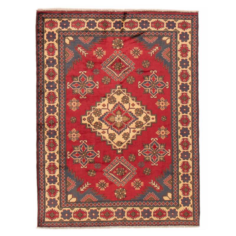 ECARPETGALLERY Hand-knotted Kargahi Red Wool Rug - 5'0 x 6'6 - Red - 5'0 x 6'6