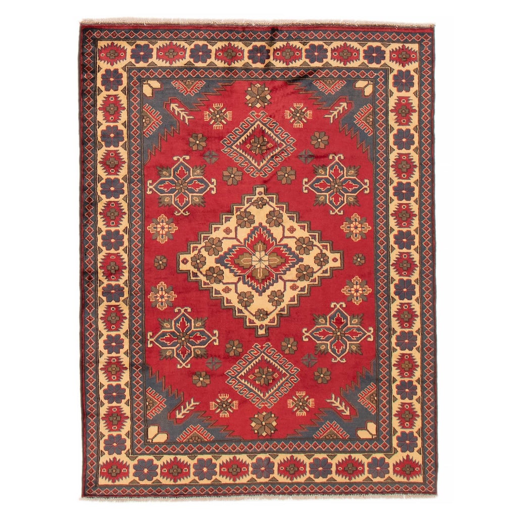 ECARPETGALLERY Hand-knotted Kargahi Red Wool Rug - 5'0 x 6'6