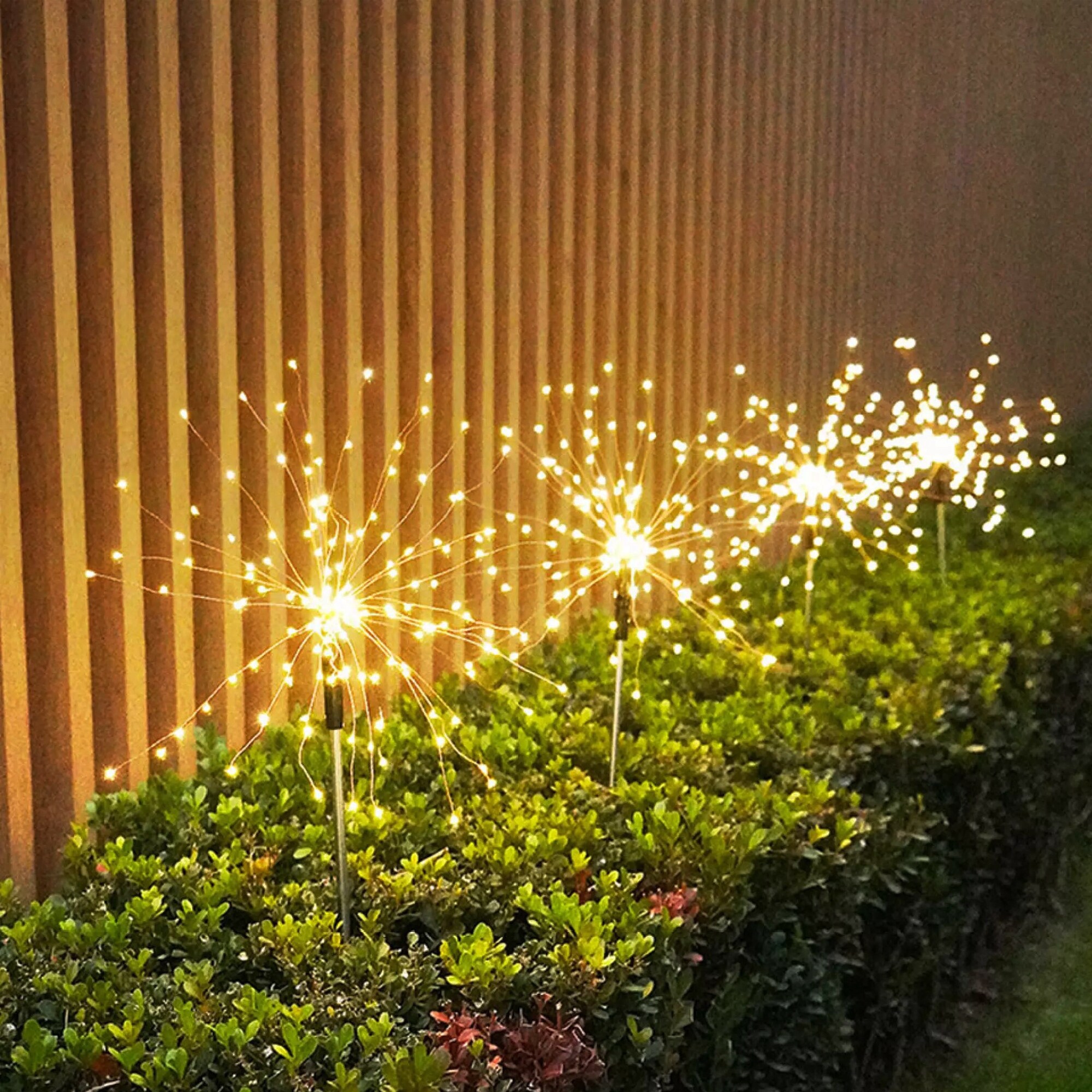 YANSUN White Outdoor Solar Decorative Firework Lights 120 LED Powered 40 Copper Wires String Path Light in Warm White 2 Pack On Sale Bed Bath Beyond 37915479