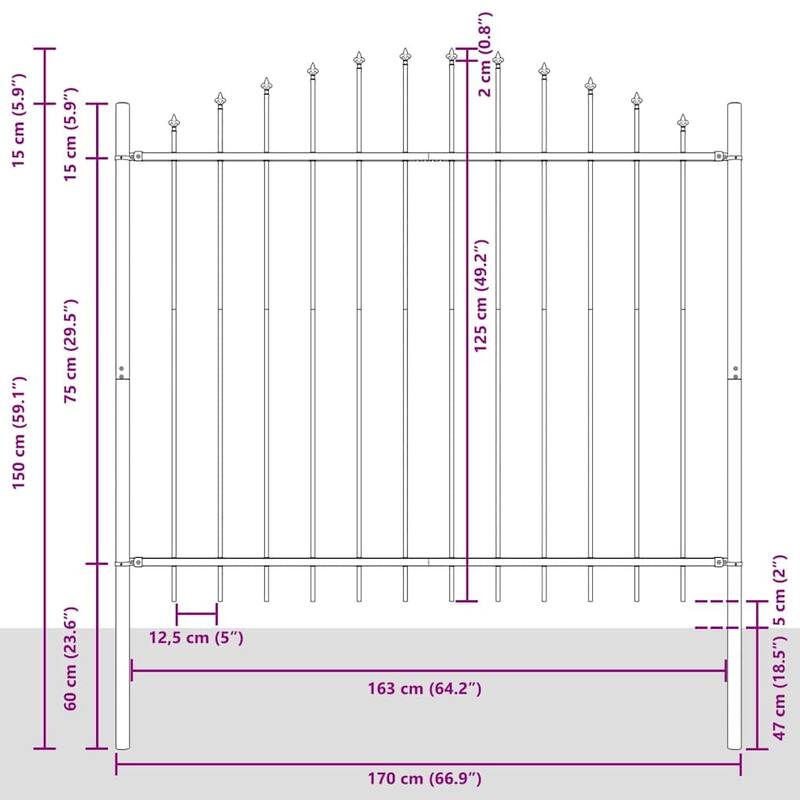 vidaXL Garden Fence Gray