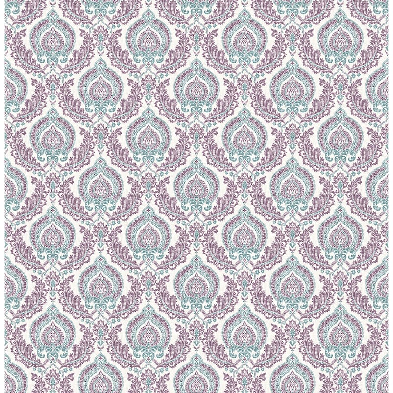 A-Street Prints Lulu Plum Damask Wallpaper