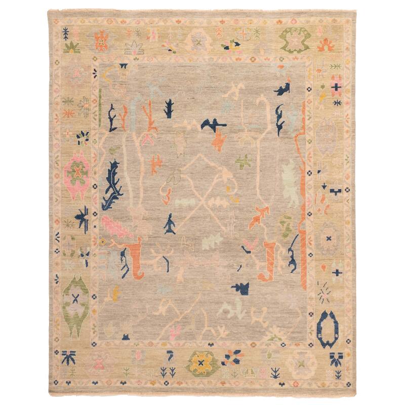 ECARPETGALLERY Hand-knotted Modern Oushak Light Grey Wool Rug - 7'11 x 9'11