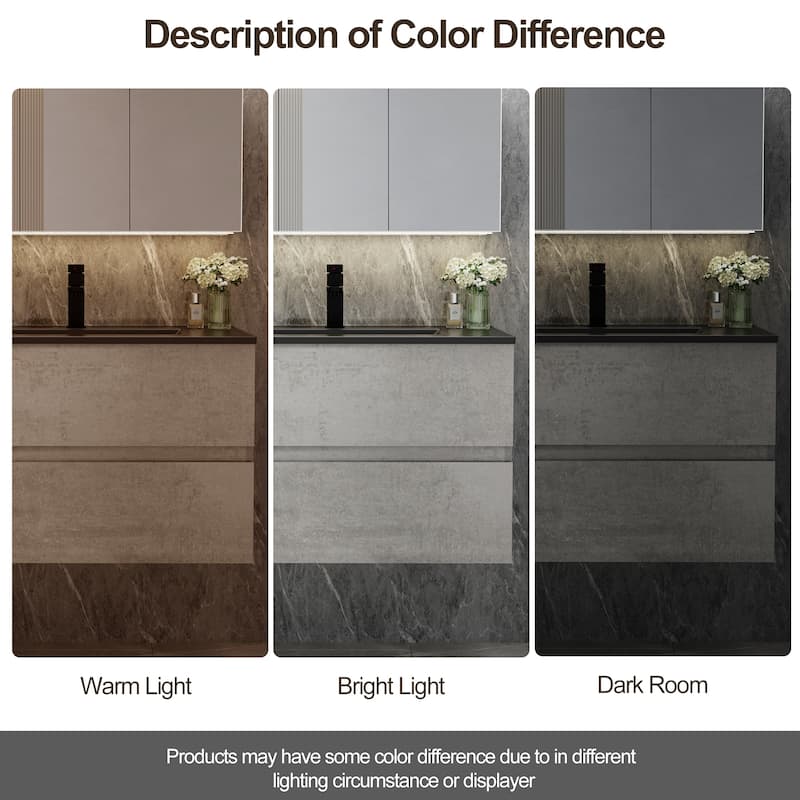 Wall Mounted Bathroom Vanity Sink with Black Sink & Faucet