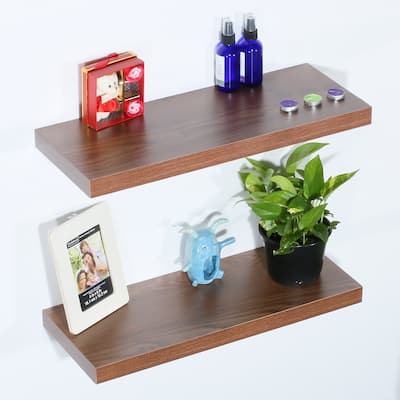 Set of 2 Modern and Contemporary JD Walnut Floating Shelf - 9.25*23.62*1.5 inches