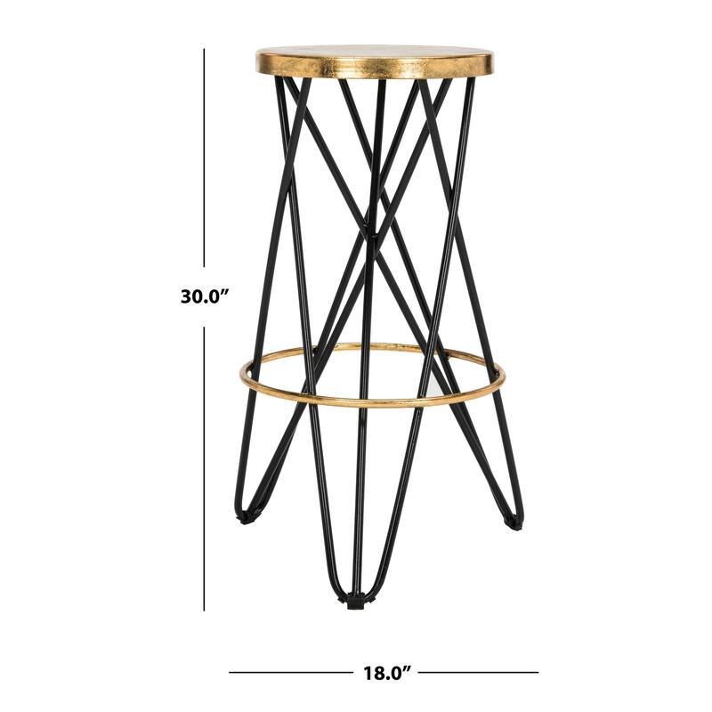 SAFAVIEH Elissa 30 Inch Gold Leaf Bar Stool - 18" x 18" x 30" - 18Wx18Dx30H