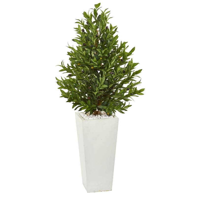 Artificial Olive Tree 4ft Topiary Indoor Outdoor UV Proof Tree in Planter Elegant Decor - Green - 41-50 Inches