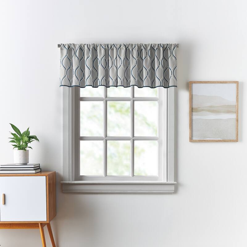 Curtainworks Morocco Swag, Valance, and Tier Pair Curtain Collection - Tailored Valance - Silver