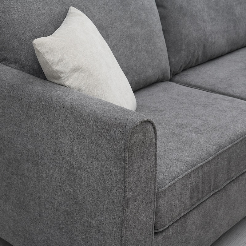91-inch Modern L-shaped Upholstered Sectional Sofa with Three Pillows - 91"W x 91"D x 33.5"H