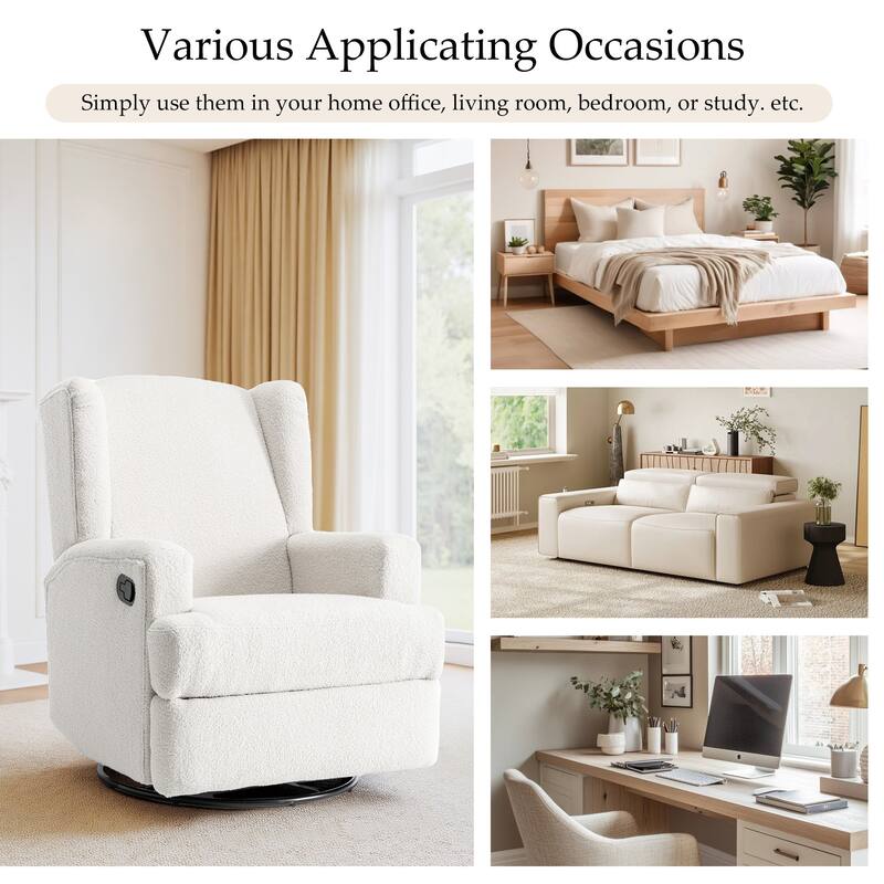 UIXE Upholstered Chenille/Boucle Swivel Glider Rocker Recliner