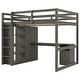 preview thumbnail 9 of 15, Wood Full Size Loft Bed with Built-in Wardrobe, Desk, Storage Shelves and Drawers