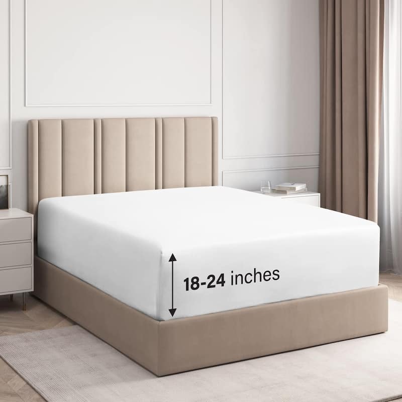 CGK Linens 100% Cotton 18" - 24" Inch Extra Deep Pocket Fitted Sheet