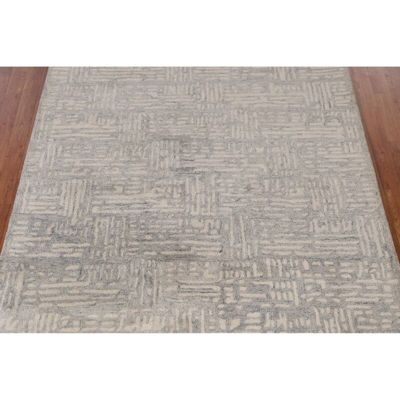Modern Indian Area Rug Hand-Tufted Wool Carpet - 5'3" x 7'7"