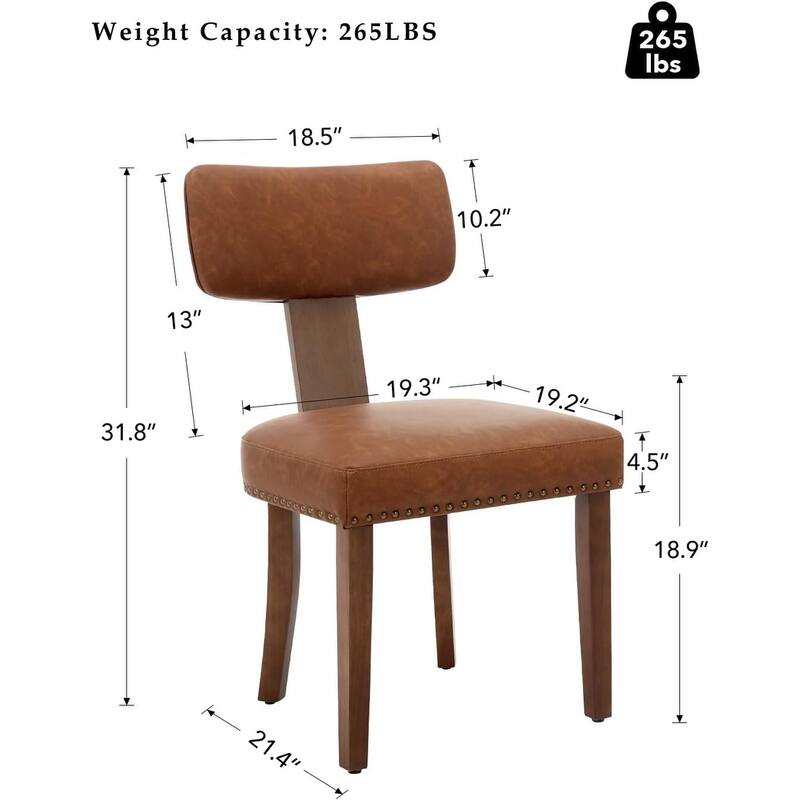 Modern Fabric Dining Chairs, Upholstered Kitchen Chairs with Hardwood Frame, Wood Legs, Nailhead Trim