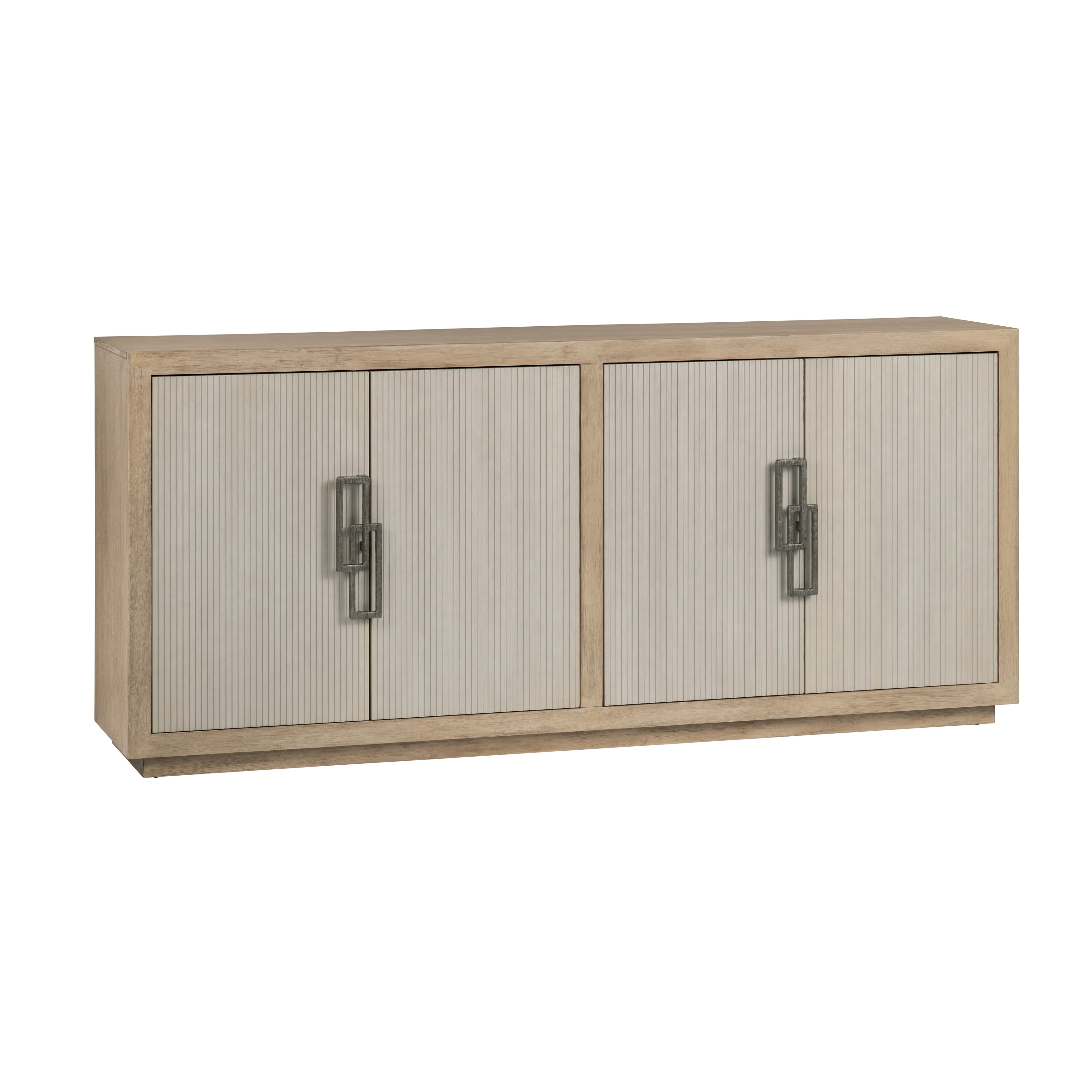 80 in. Tan Solid Wood 4 Door Media Credenza_Sideboard