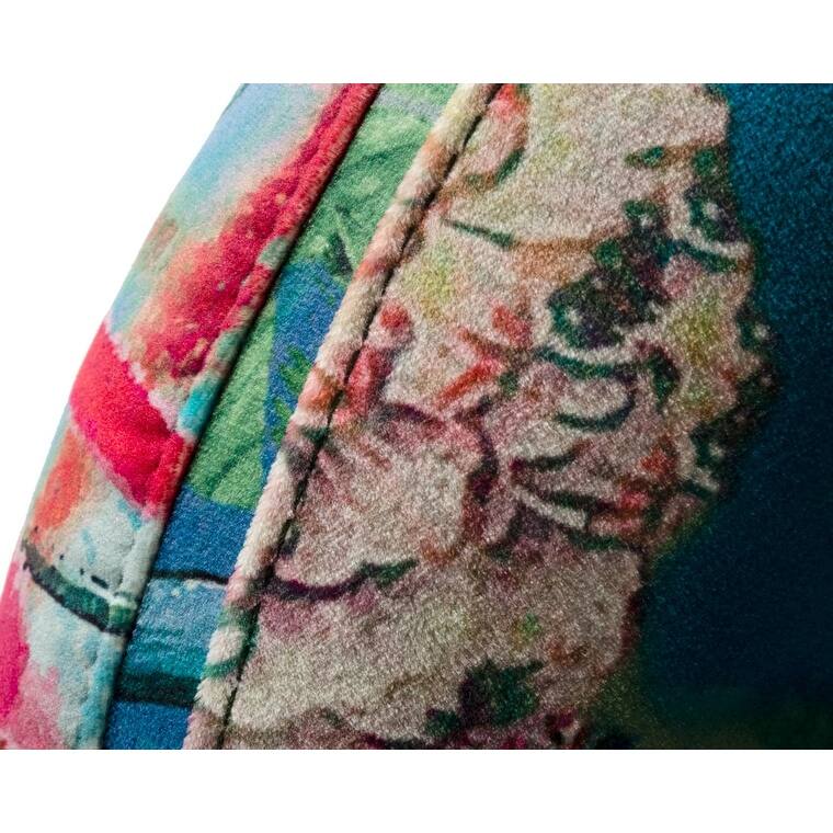 Modrest Falco Contemporary Floral Velvet and Gold Accent Chair