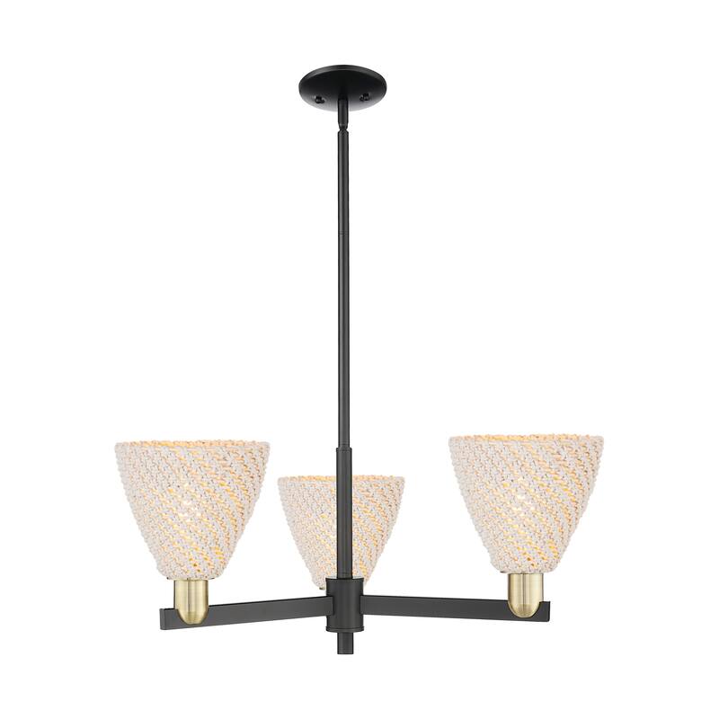Innovations Lighting Downtown Urban - Natural Ballston Dome - 3 Light 18" Chandelier - Black Antique Brass