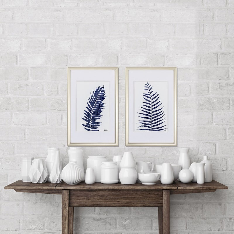 Indigo Ferns S/2 Framed Art Under glass