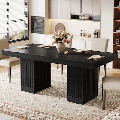 63 Inch Black Kitchen Dining Table for Dining Room - 62.99" L x 31.5" W x 30.71" H