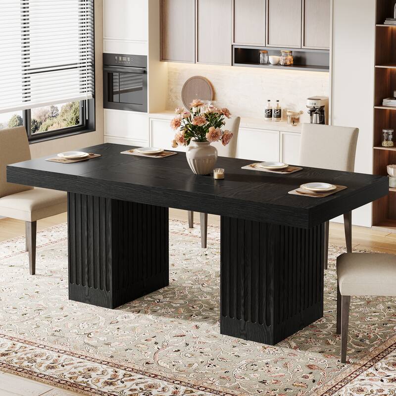 63 Inch Modern Black Dining Table for Kitchen, Dining Room - 62.99" L x 31.5" W x 30.71" H