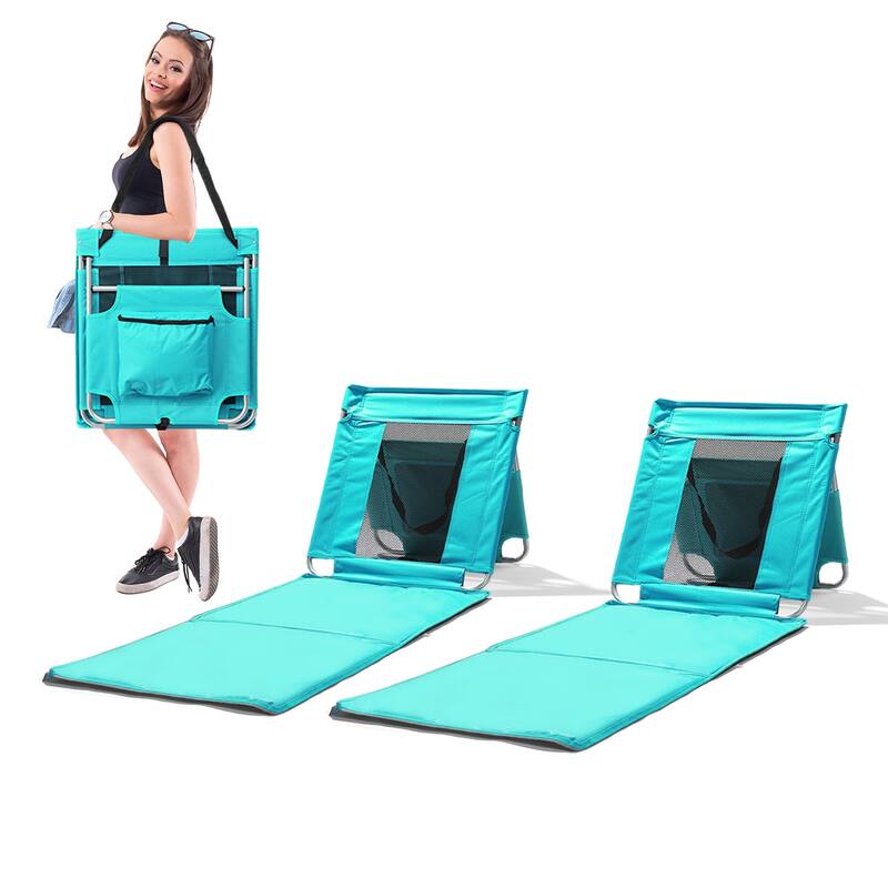 Foldable Beach Lounger, Lightweight Beach Mat Lounge Chair with Breathable Mesh Back