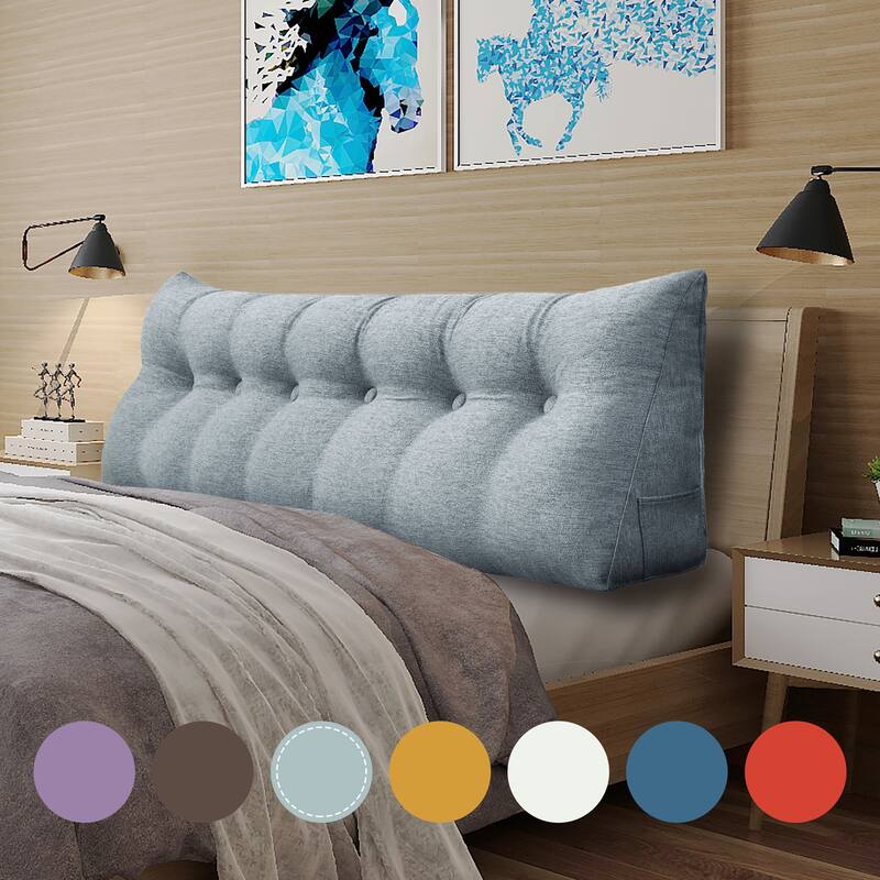 WOWMAX Bed Rest Wedge Reading Pillow Headboard Bolster Cushion Gray