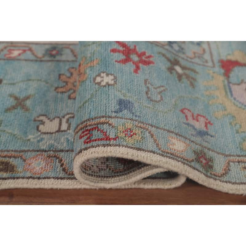 Floral Oushak Area Rug Hand-Knotted Wool Carpet - 8'0"x 9'8"