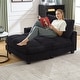 preview thumbnail 1 of 11, Corduroy Lazy Chaise Lounge Upholstered Sleeper Chair Bed Daybed Black