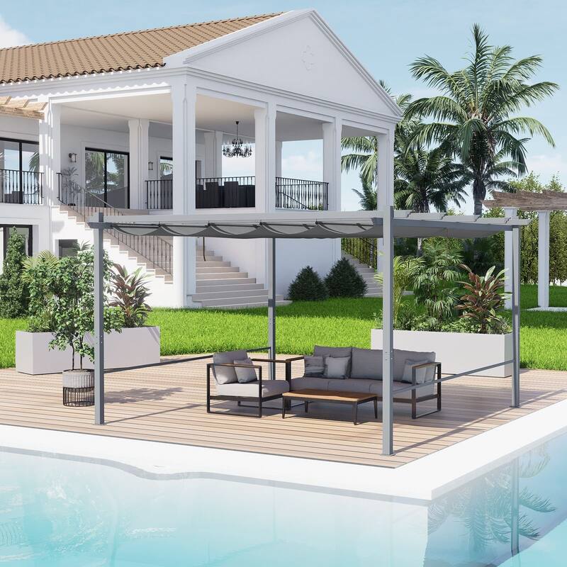 Aoodor Pergola Replacement Canopy- Retractable Sun Shade Cover