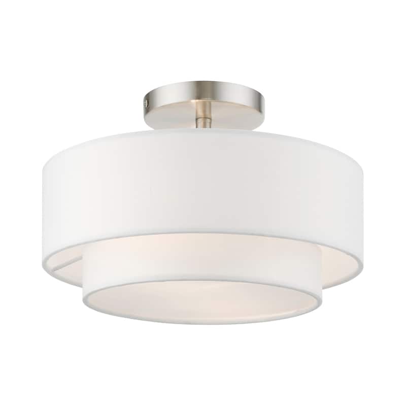 Livex Lighting 47151 Meridian 2 Light 12" Wide Flush Mount Drum