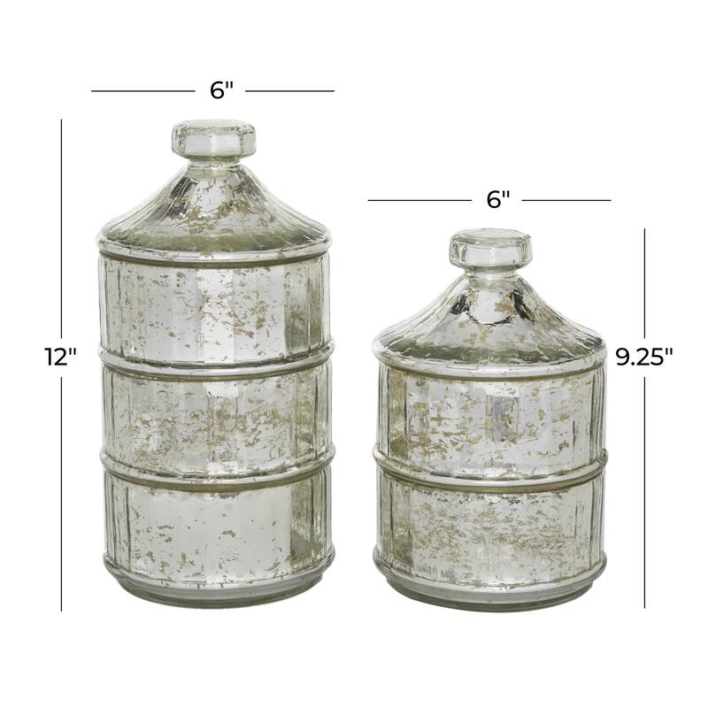 Glass Stackable Living Room Decorative Jars - Set of 2 Gray - Roche River Decor