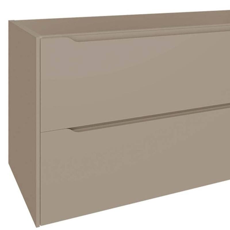 HomeRoots 48" Taupe Wood Floating Bathroom Vanity With White Sink And Two Drawers - 48.00 in. x 18.00 in. x 19.00 in.