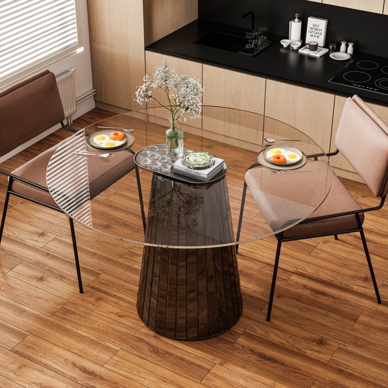 Clear Glass Top Dining Table