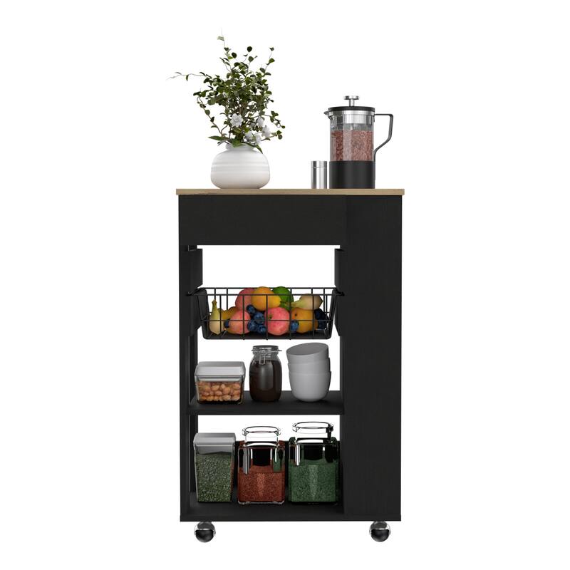 Kitchen Cart for Kitchen, Dining Room,Living Room, White / Light Oak