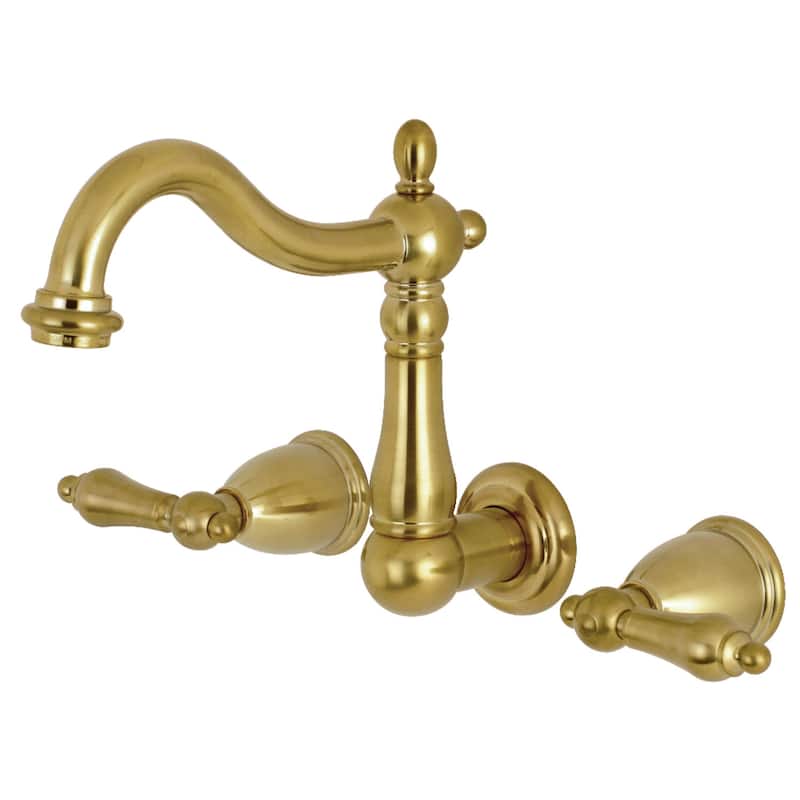 Heritage Two-Handle 3-Hole Wall Mount Bathroom Faucet - Brushed Brass