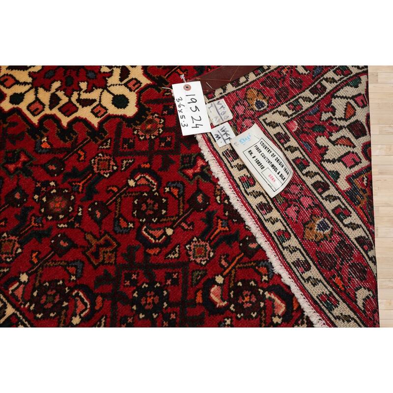 3'6''x5'3'' Hand Knotted Wool Red Abadeh Traditional Oriental Area Rug - 3' 6'' x 5' 3''