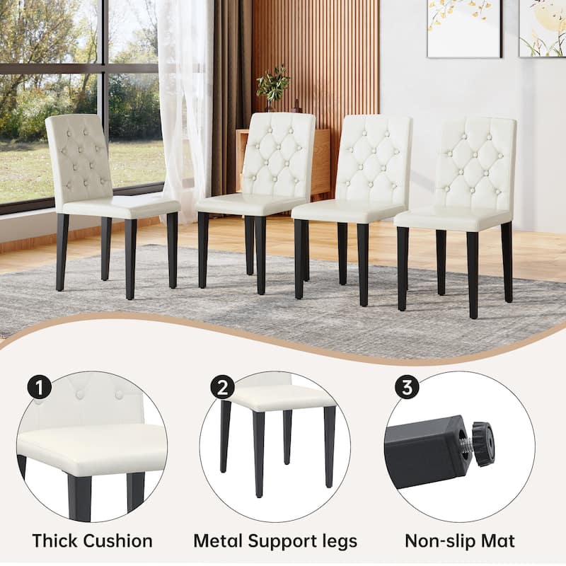 5-Piece Dining Table Set, Kitchen Table with 4 Faux Leather Chairs