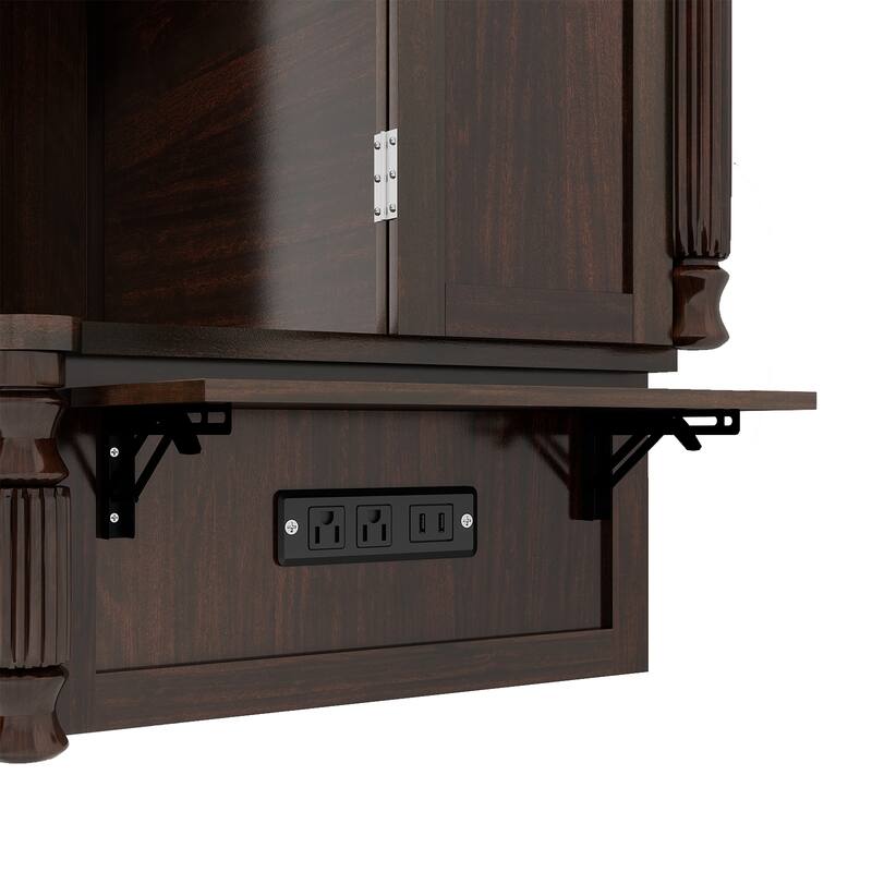 Solid Wood Murphy Bed Full Size with Storage | Space Saving Walnut Cabinet Bed with Easy Pull-Out Mechanism for Bedroom