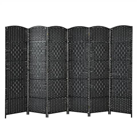 Costway 6-Panel Room Divider 6Ft Weave Fiber Folding Privacy Screen