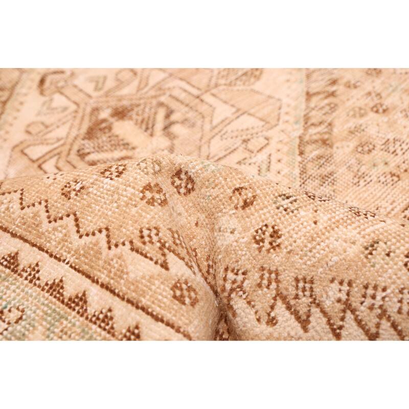 ECARPETGALLERY Hand-knotted Antalya Vintage Tan Wool Rug - 3'5 x 9'6
