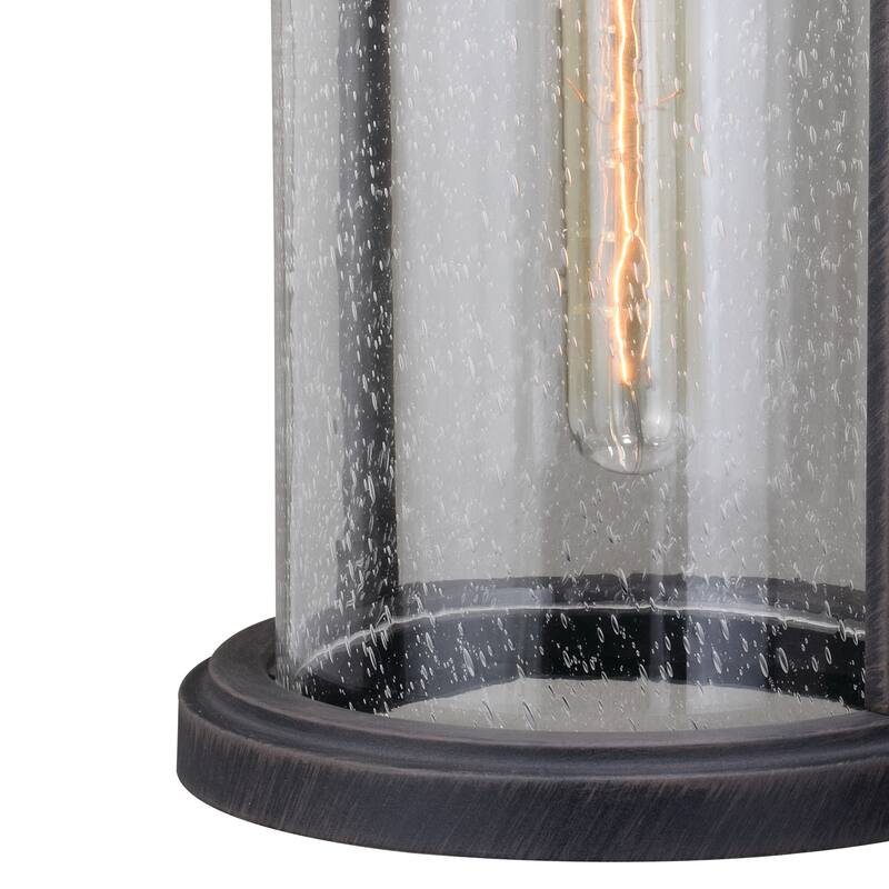 Cumberland 1 Light Dusk to Dawn Bronze Rustic Outdoor Wall Lantern Clear Glass - 8-in W x 19.75-in H x 9-in D