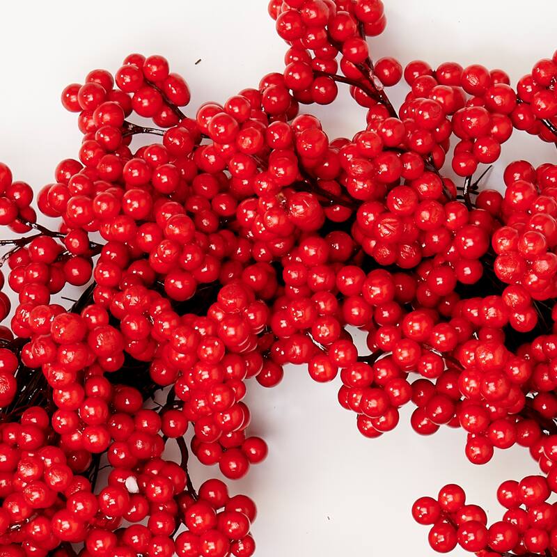 16" Red Berry Wreath on Natural Twig Base - Multicolor