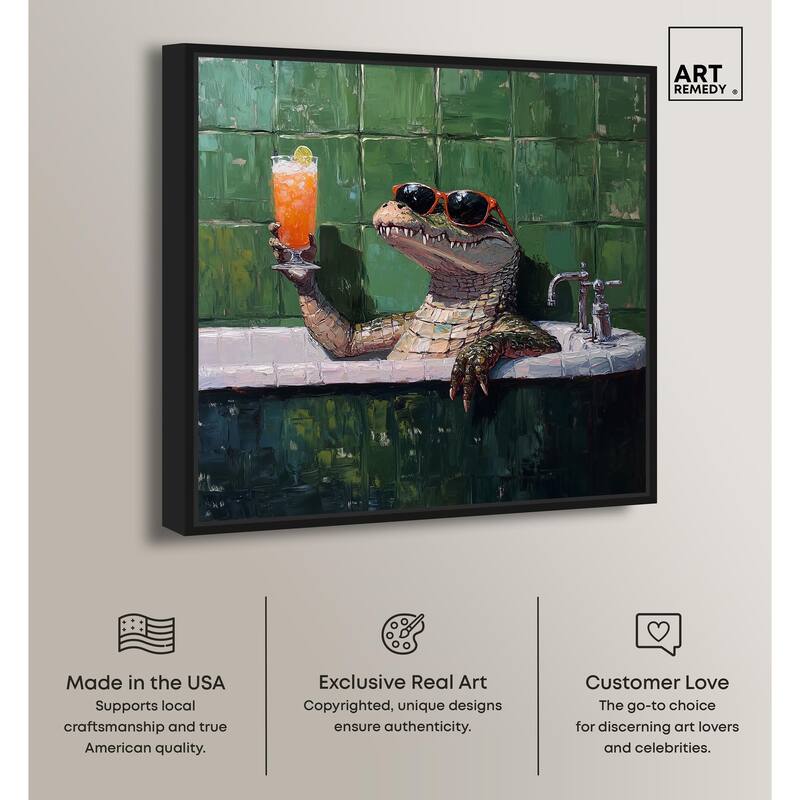 Cocktail Croc I Canvas by Art Remedy